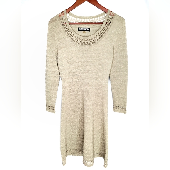 Karl Lagerfeld | Dresses | Karl Lagerfeld Paris Gold Glitter Dress M |  Poshmark